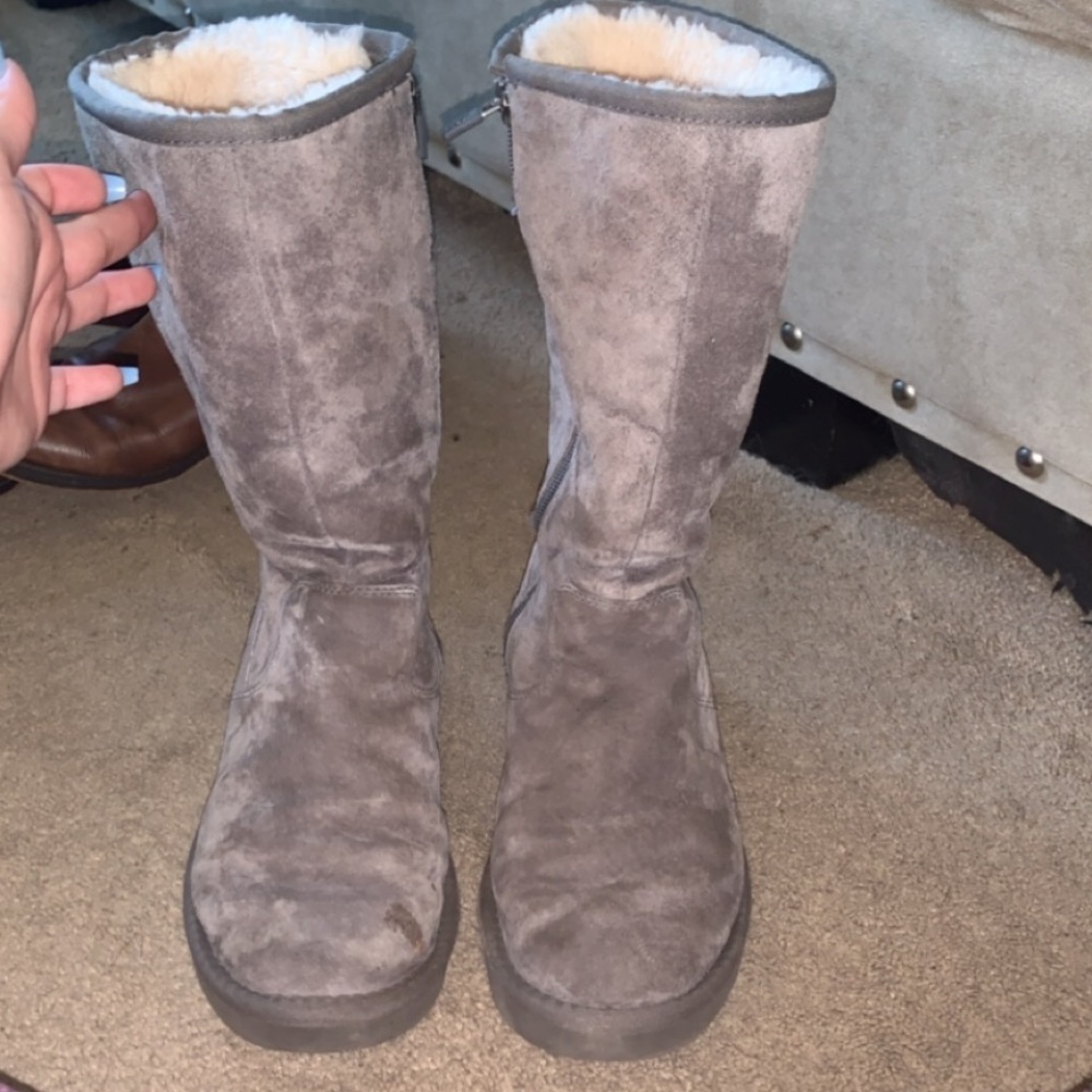 Gray zip up Uggs